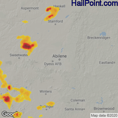 Hail Map for Abilene, TX Region on June 30, 2020