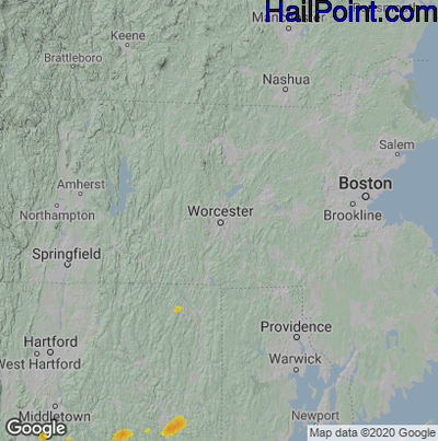 Hail Map for Worcester, MA Region on July 1, 2020 
