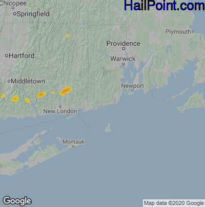 Hail Map for Charlestown, RI Region on July 1, 2020