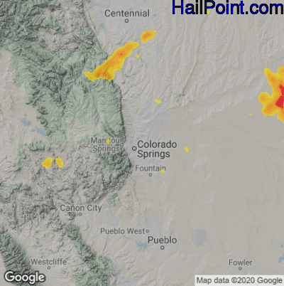 Hail Map for Colorado Springs, CO Region on July 3, 2020 