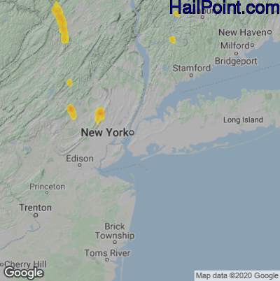 Hail Map for New York, NY Region on July 3, 2020