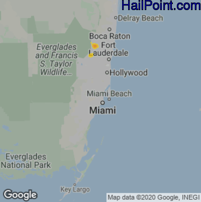 Hail Map for Miami, FL Region on July 4, 2020