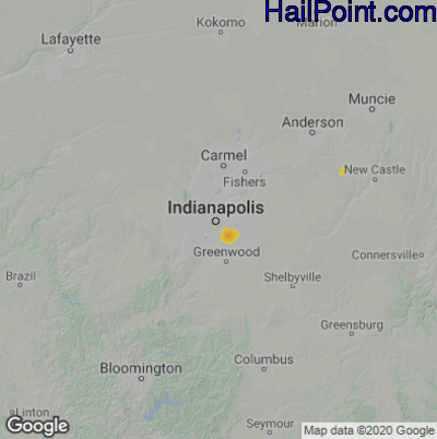 Hail Map for Indianapolis, IN Region on July 4, 2020