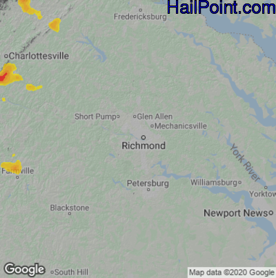 Hail Map for Richmond, VA Region on July 5, 2020