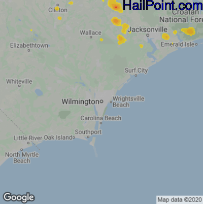 Hail Map for Wilmington, NC Region on July 5, 2020