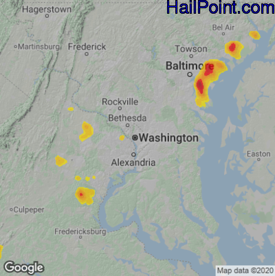 Hail Map for Washington, DC Region on July 5, 2020