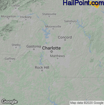 Hail Map for Charlotte, NC Region on July 5, 2020