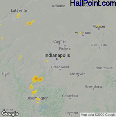 Hail Map for Indianapolis, IN Region on July 6, 2020