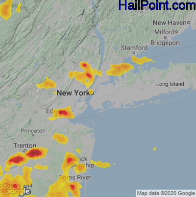 Hail Map for New York, NY Region on July 6, 2020