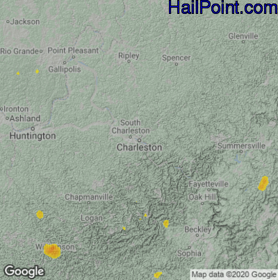 Hail Map for Charleston, WV Region on July 6, 2020 