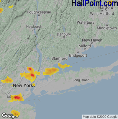 Hail Map for Stamford, CT Region on July 6, 2020