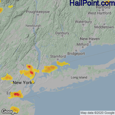 Hail Map for Stamford, CT Region on July 6, 2020 