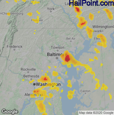 Hail Map for Baltimore, MD Region on July 6, 2020 