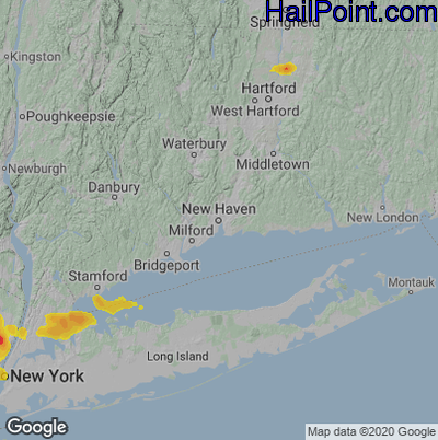 Hail Map for New Haven, CT Region on July 6, 2020