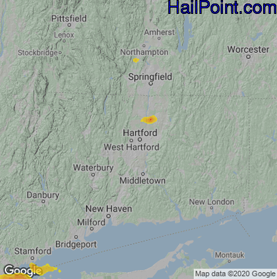 Hail Map for Hartford, CT Region on July 6, 2020