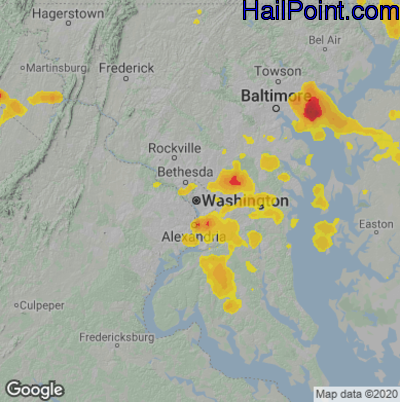 Hail Map for Washington, DC Region on July 6, 2020