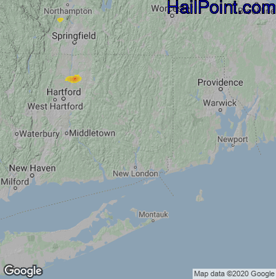 Hail Map for Norwich, CT Region on July 6, 2020 