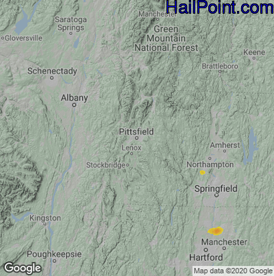 Hail Map for Pittsfield, MA Region on July 6, 2020 