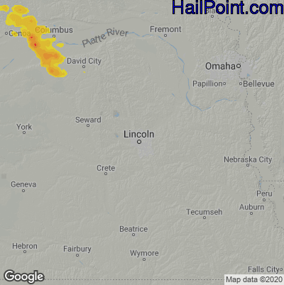 Hail Map for Lincoln, NE Region on July 7, 2020