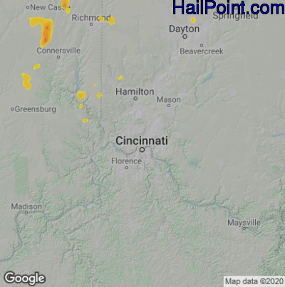 Hail Map for Cincinnati, OH Region on July 7, 2020