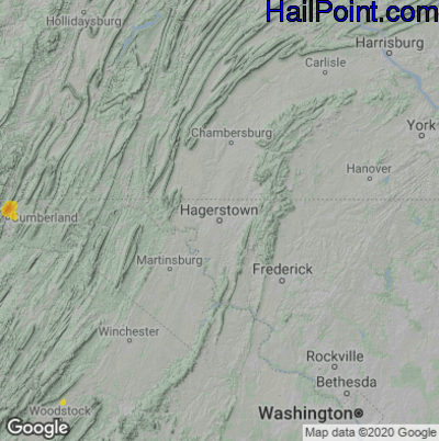 Hail Map for Hagerstown, MD Region on July 7, 2020 