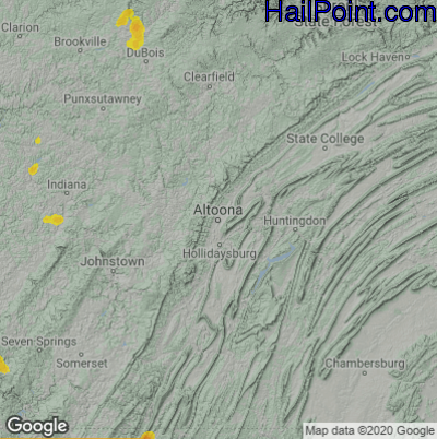 Hail Map for Altoona, PA Region on July 7, 2020
