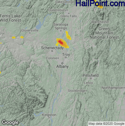 Hail Map for Albany, NY Region on July 8, 2020