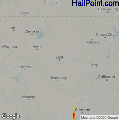 Hail Map for Enid, OK Region on July 11, 2020