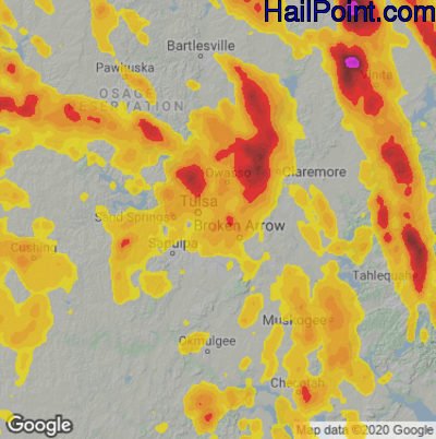 Hail Map for Tulsa, OK Region on July 11, 2020 