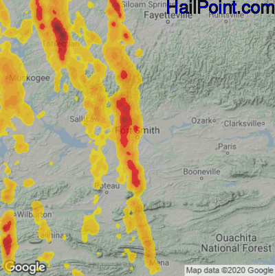 Hail Map for Forth Smith, AR Region on July 12, 2020
