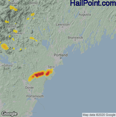 Hail Map for Portland, ME Region on July 13, 2020