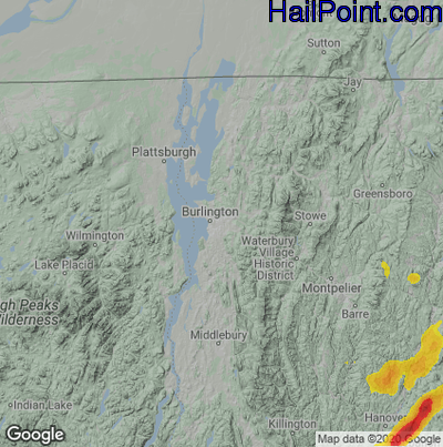 Hail Map for Burlington, VT Region on July 14, 2020