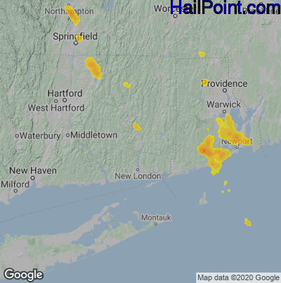 Hail Map for Norwich, CT Region on July 14, 2020