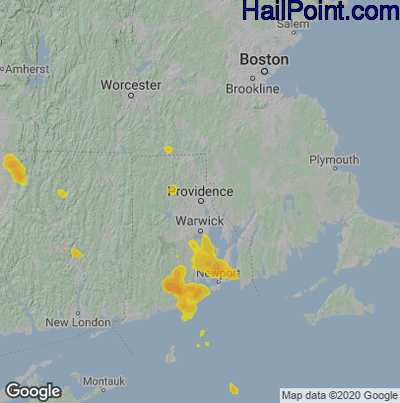 Hail Map for Providence, RI Region on July 14, 2020