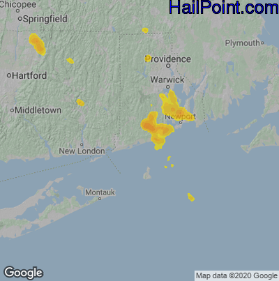 Hail Map for Charlestown, RI Region on July 14, 2020