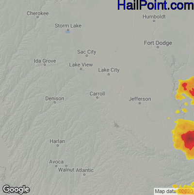Hail Map for Carroll, IA Region on July 14, 2020