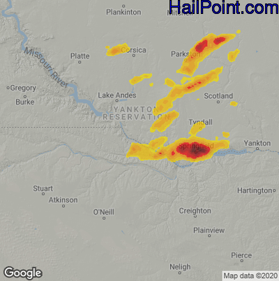 Hail Map for Grand Island, NE Region on July 17, 2020 