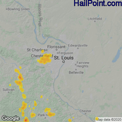 Hail Map for St. Louis, MO Region on July 17, 2020