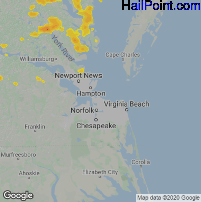 Hail Map for Norfolk, VA Region on July 17, 2020