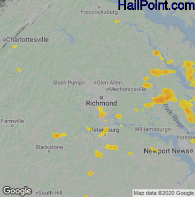 Hail Map for Richmond, VA Region on July 17, 2020