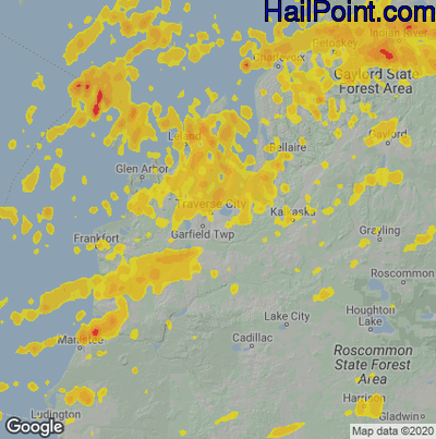 Hail Map for Traverse City, MI Region on July 18, 2020