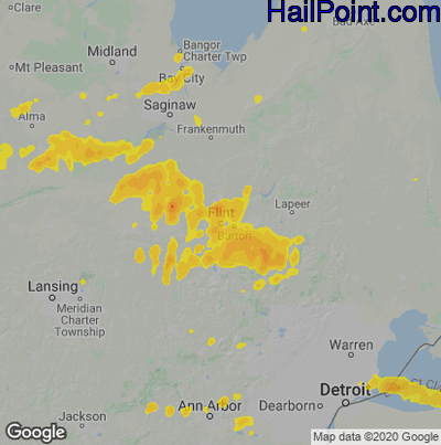 Hail Map for Flint, MI Region on July 19, 2020