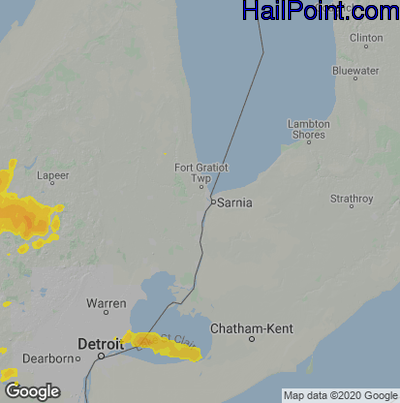 Hail Map for Port Huron, MI Region on July 19, 2020