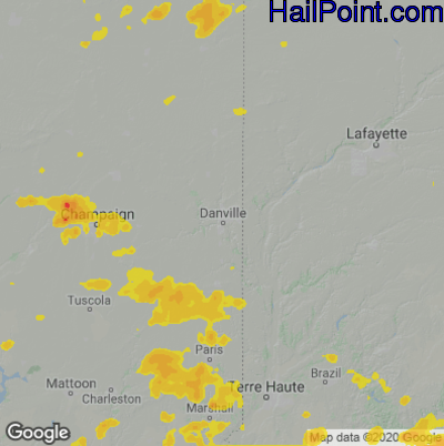 Hail Map for Danville, IL Region on July 19, 2020