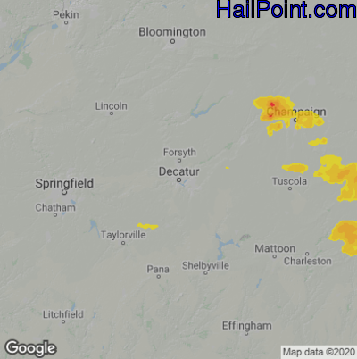 Hail Map for Decatur, IL Region on July 19, 2020