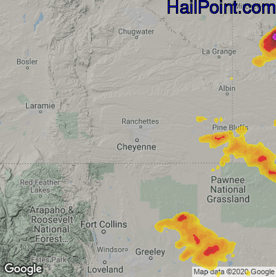 Hail Map for Cheyenne, WY Region on July 19, 2020