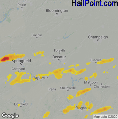 Hail Map for Decatur, IL Region on July 21, 2020