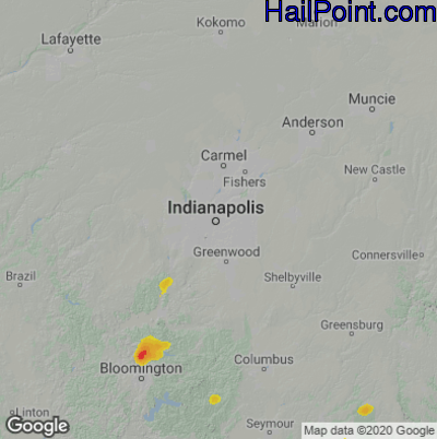 Hail Map for Indianapolis, IN Region on July 21, 2020