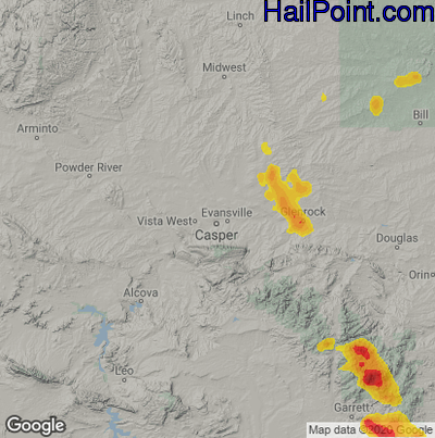 Hail Map for Casper, WY Region on July 21, 2020