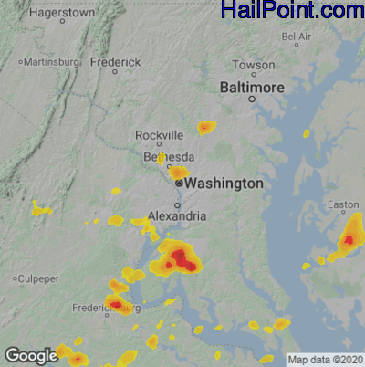 Hail Map for Washington, DC Region on July 21, 2020